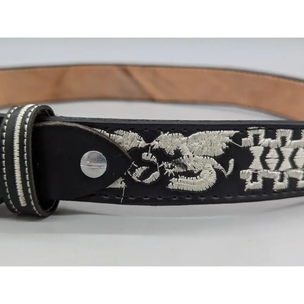 Authentic Youth Mexican Western Cinto Piteado Hand Braided Belt Black Size 26
